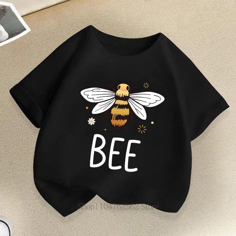 Cute Bee Graphic Print Children Clothing Summer Girls Boys Fashion Funny Colorful Tops Kids Crew Neck Short Sleeve Tshirts