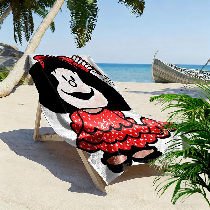 Mafalda Print Beach Towel, Large Soft Quick Dry Towel for Beach Camping Swimming