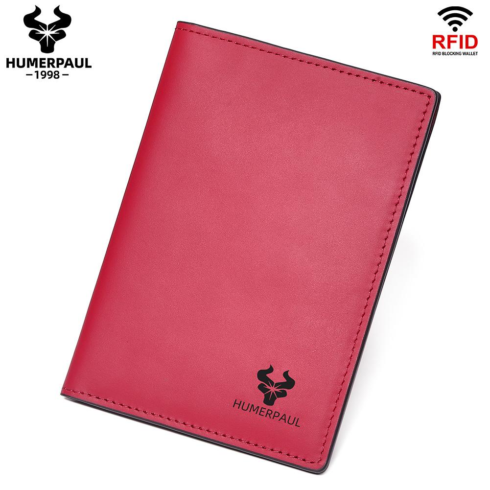 

HUMERPAUL Ladies leather wallet, passport holder, credit card holder, leisure multifunctional passport book protective cover красный