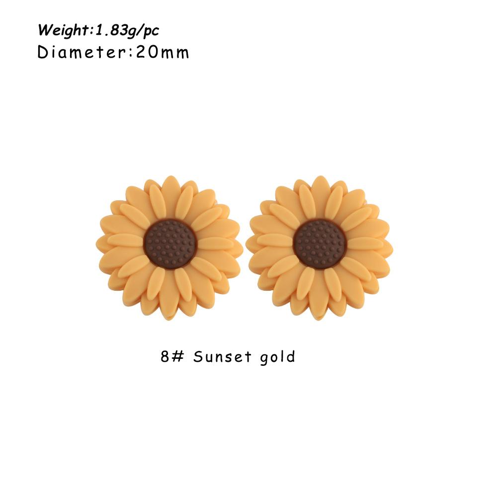 Kovict 5/15Pcs Daisy Sunflower Mini Silicone Beads DIY Pacifier Chain Bracelet Necklace Handmade Accessories For Jewelry Making