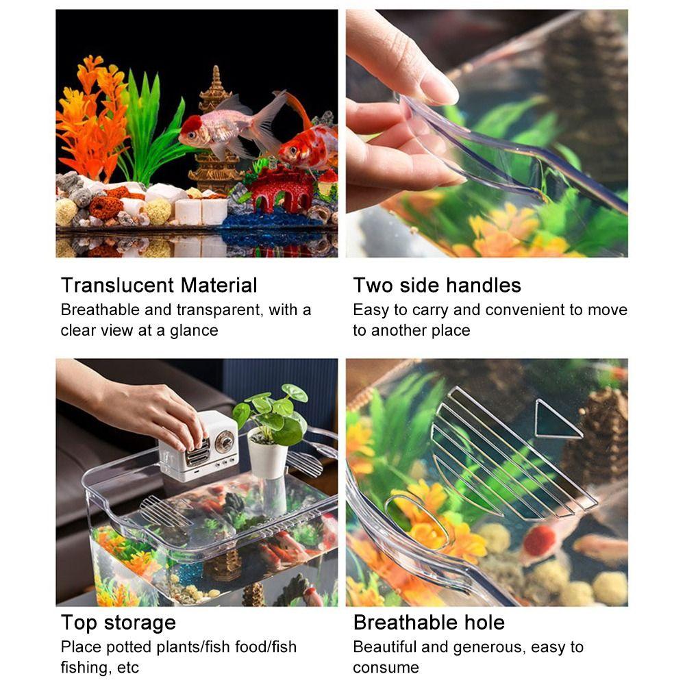 High Quality Transparent Fish Tank Square Plastic Fish Breeding Box With Lid Aquariums Table Decoration