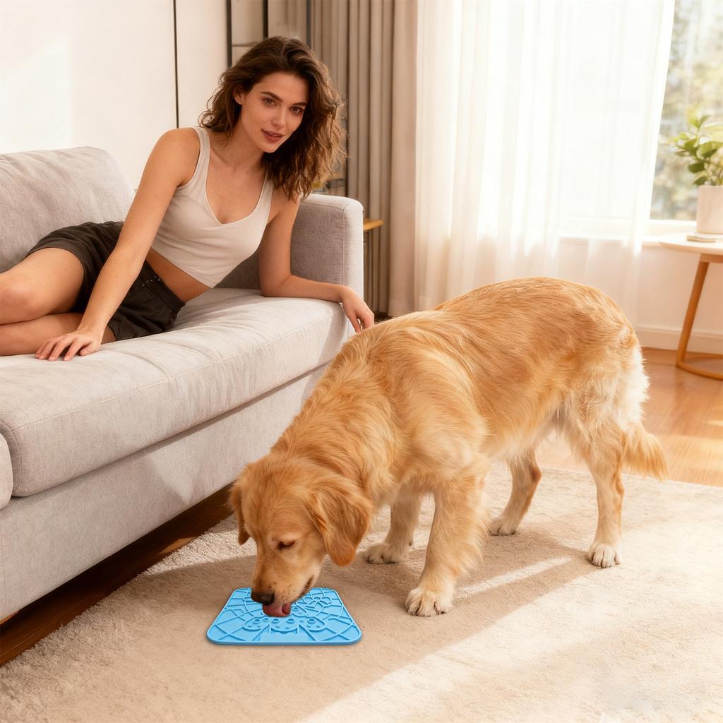 Prato de Lamber para Cães Tapete de Lamber para Animais de Estimação Silicone Ventosa Lamber Tapete de Alimentação Lenta - Tigela de Alimentação Lenta Anti-Engasgo