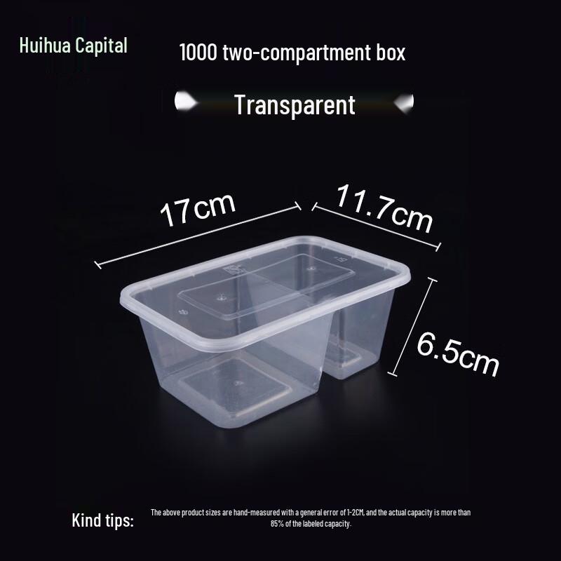 HUIHUADU Disposable 2-Compartment Meal Prep Containers