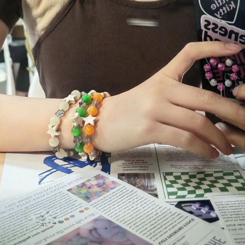 Harajuku Aesthetic Bracelet Elastic Wrist Chain Trendy Star Beaded Bangle Fashionable Hand Jewelry Pieces Birthday Gift