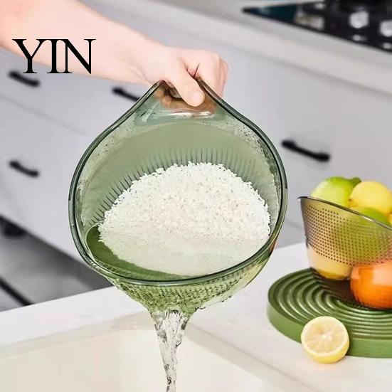 Non Slip Fruit Washer Multipurpose Rice Washing Bowl, with Handle, Plastic Kitchen Colander Basin, Compact Gadgets for Quinoa Pasta Vegetables