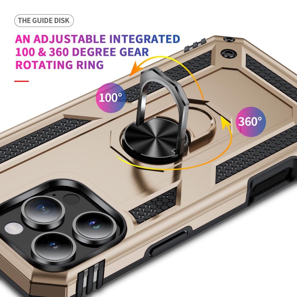 For iPhone 16 Pro Case PC+TPU Kickstand Phone Cover Support Magnetic Car Mount