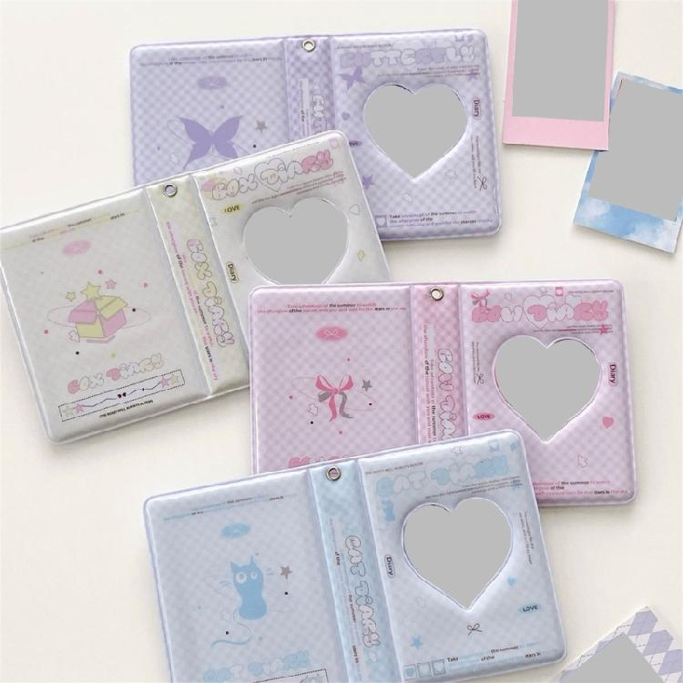 3Inch Mini Photo Card Album Heart Hollowed Styles Cover with 40 Pocket Card Binder Book for Capturing Daily Moment