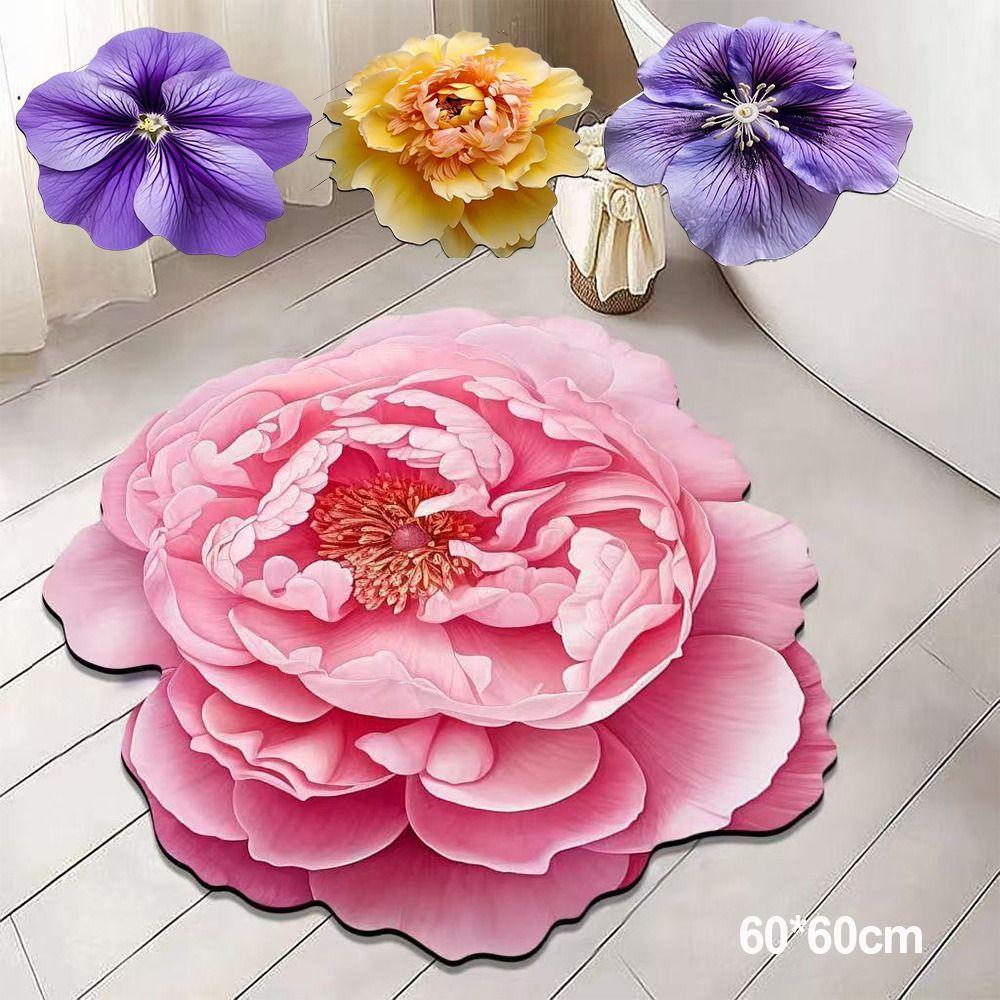 

60*60cm Flower Carpet Printing Door Gasket New Floor Mat Baby Crawl Purple2