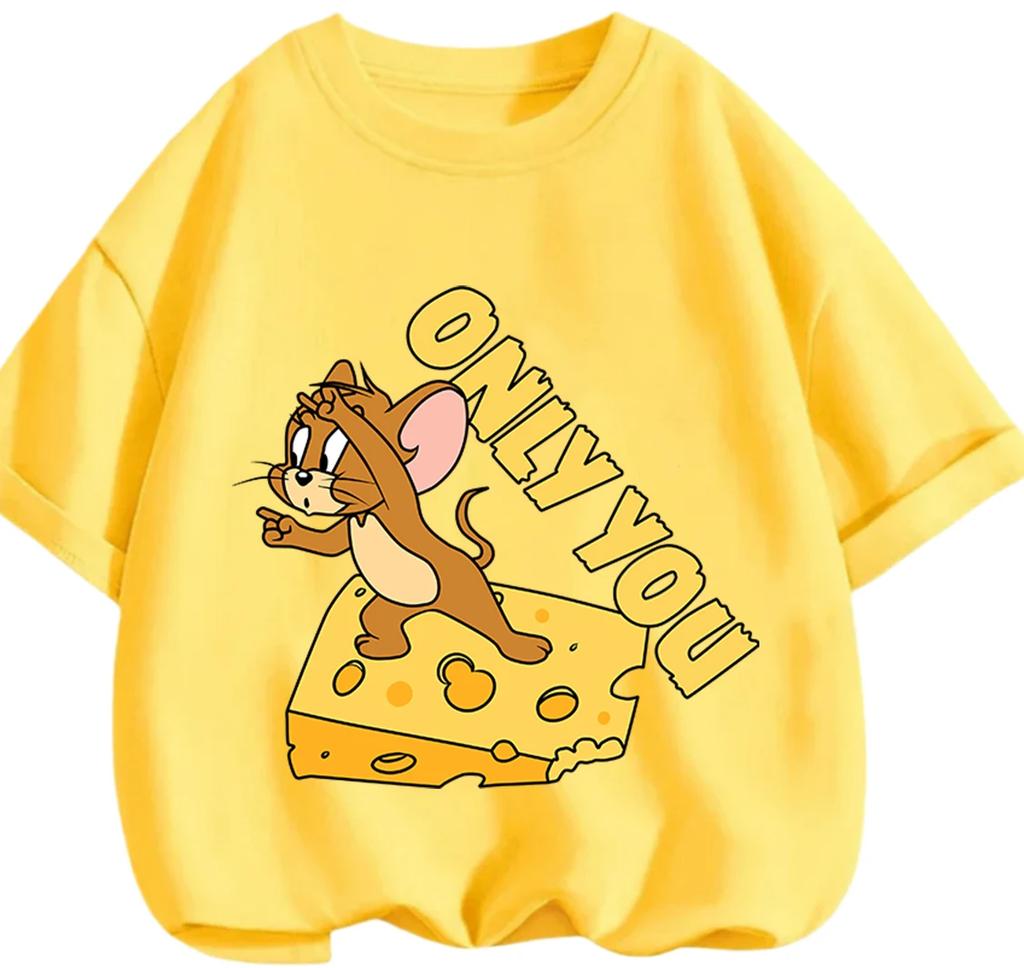 Summer Round Neck T Shirt Cute Kawaii Tom And Jerry Cartoon Print Casual Street Wear Kids Boys Girls 3 14 Years