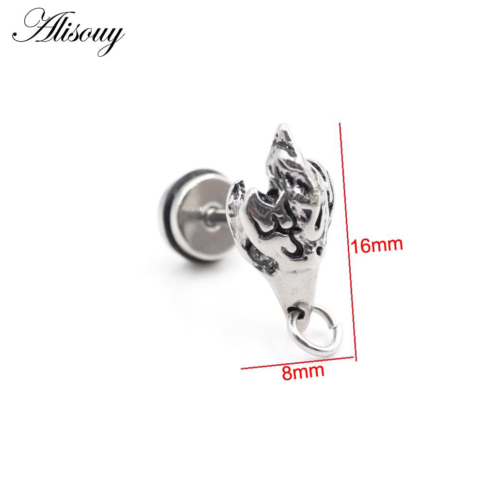 Alisouy 2 Stück Edelstahl Delphin Eidechse Sonne Mond Kreuz CZ Damen Herren Ohrstecker Ohrring Tragus Helix Knorpel Piercing Schmuck