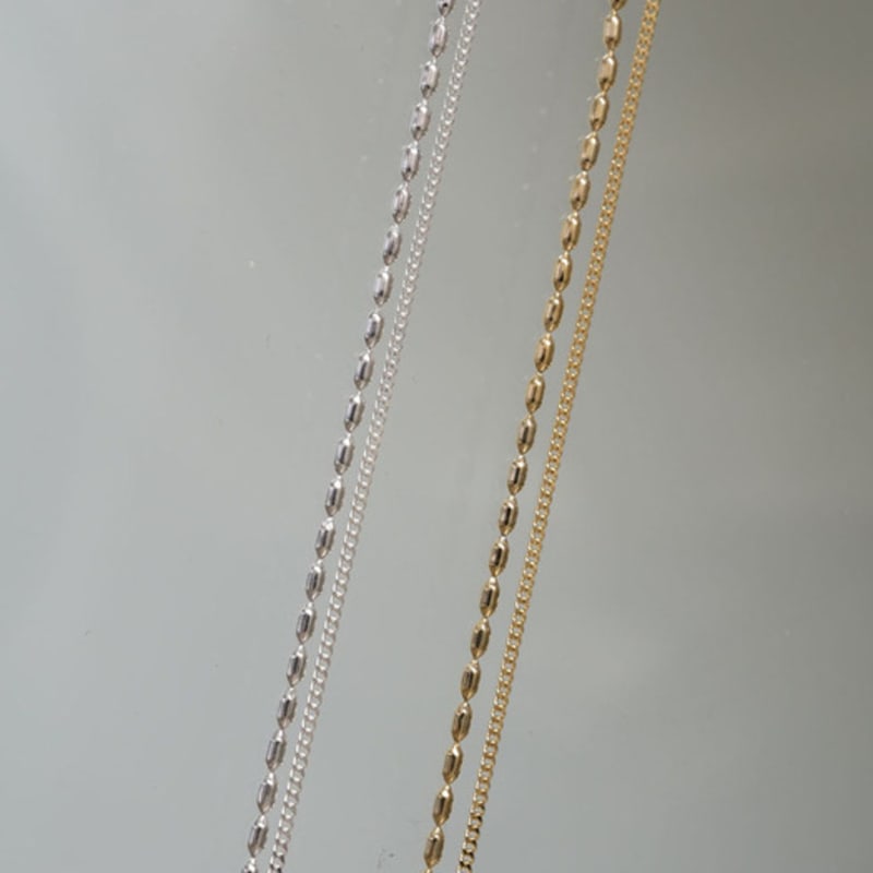 Youngglow Silver925 Dotted Line Layerd Necklace (2color)