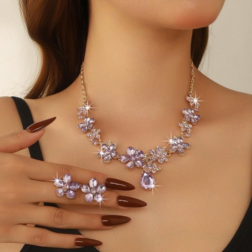 Genteel Temperament Necklace Earrings Set Exquisite Women Jewelry Set Women