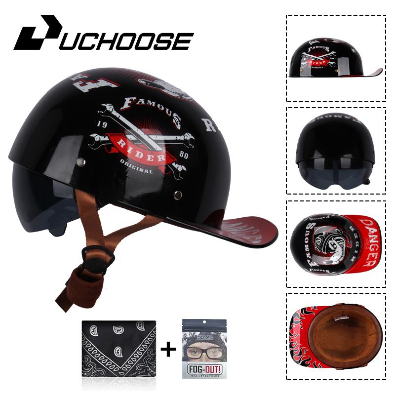 Uchoose Baseballová čepice Helma Motocykl Vintage Retro Helmy Summer Open Face Scooter Cruiser Chopper Gangster DS Muži Ženy Kid