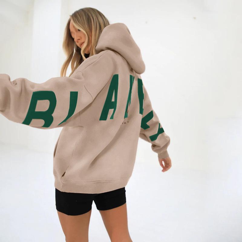 Unisex Oversized Hoodie mit großem Buchstaben-Print, lässiger Pullover mit langen Ärmeln, Kapuzenpullover