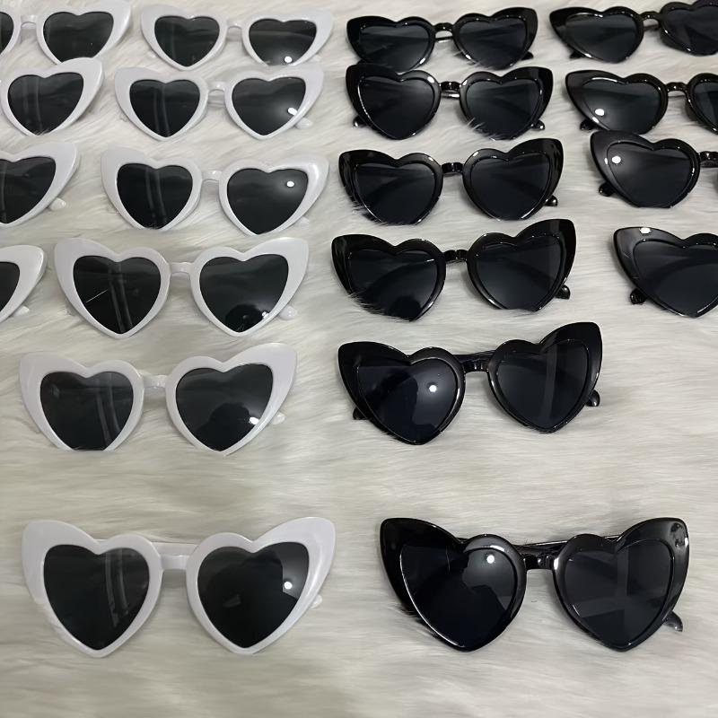 20pcs 10 Pairs of Black Heart Shaped Glasses+10 Pairs of White Heart Shaped Glasses Wedding Party  Bachelor Party