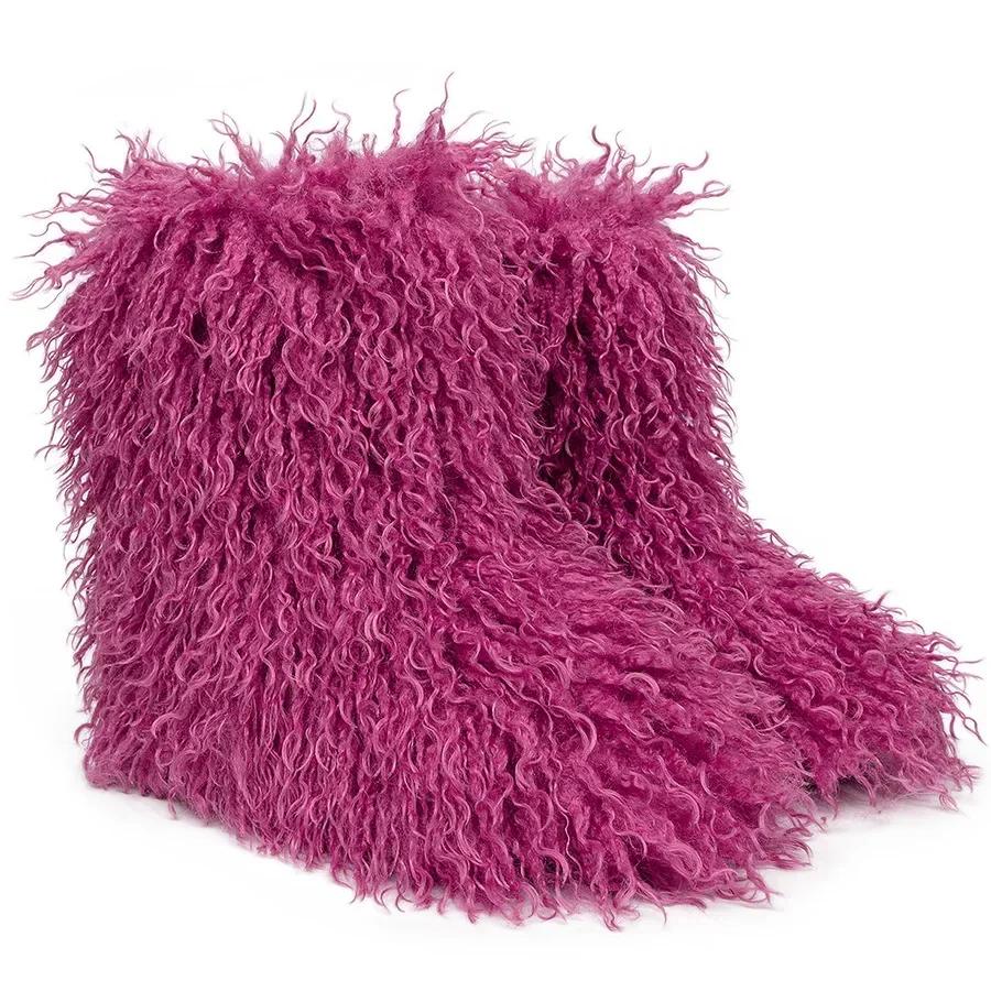 Winter Snow Boots Furry Shoes Women Fluffy Warm Faux Wool Boots Woman Teddy Fur Snow Boots Fashion Plush Short Boots Ladies