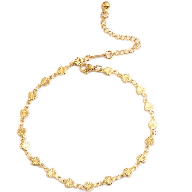 

Персиковое сердце, титановая стальная цепочка для ног, женский колокольчик, пляжное украшение для ног, прочная сварочная цепь