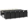Vidaxl 11-Cz. Garden Furniture Set With Cushions, Poly Rattan, Black