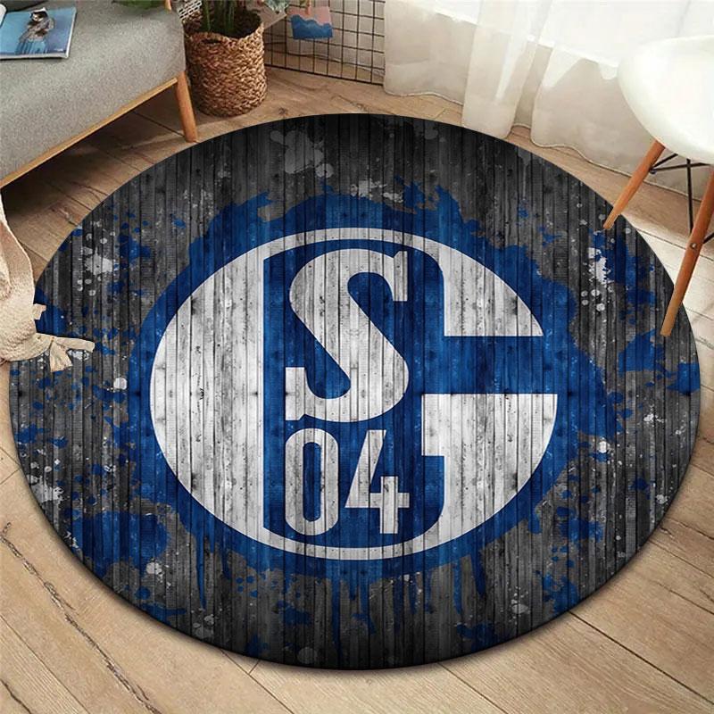 FC Schalke 04 Round Area Rug,Carpet Rug for Living Room Bedroom Sofa Playroom Decor,Non-slip Floor Mat