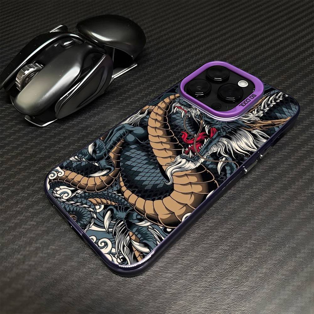 Yakuza Drachen Tattoo Handyhülle Für iPhone17,16,15,14,13,12,11 Plus,Pro Max Lila Matt Stoßfeste Hülle