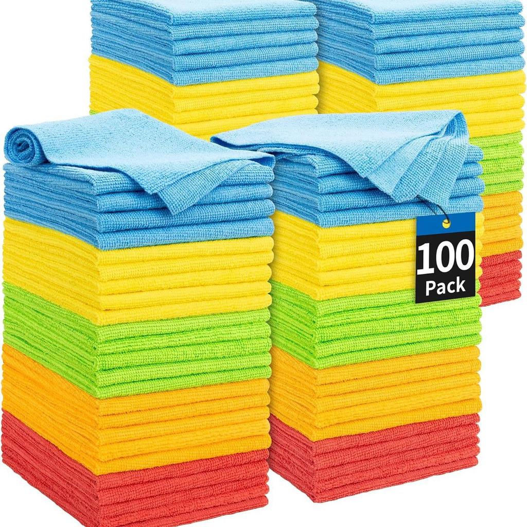 Multi-Purpose Absorbent Cleaning Cloth - Dish, Appliance, and Car Wash Towel with Scouring Pad