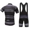 Anti-sweat Short Sleeve Cycling Jersey Black Bib Pants Bicycle Clothing Set Sport Jerseys Contrast Color Stripe Men Cycling Clothes Suits