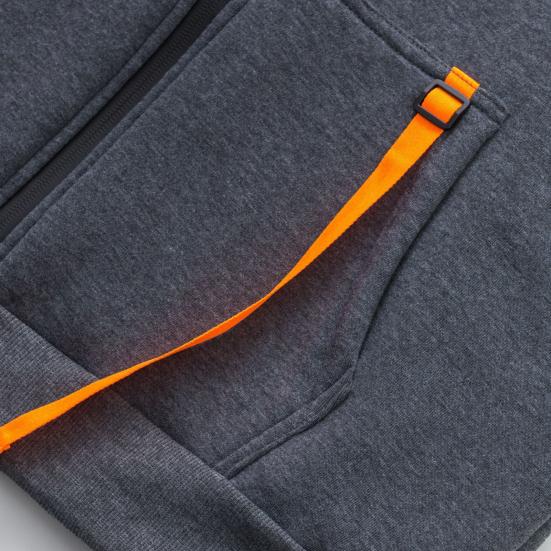 Men Hooded Jacket Autumn Winter Zip-up Hoodie Multi-Pocket Fleece Lined Sweatshirt Jacket for Daily