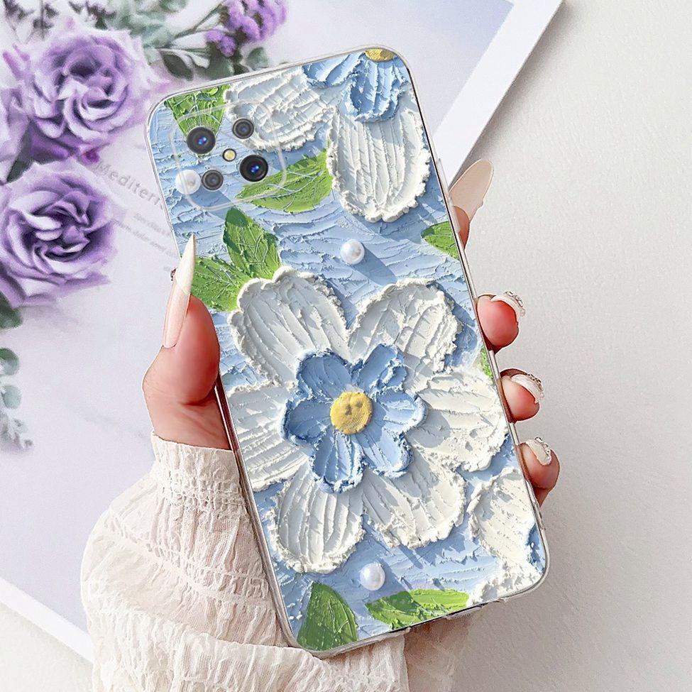 Clear For Oppo Reno 4Z 5G Case Cover CPH2065 Cute Cat Fashion Flowers Painted Soft Back Cover For Oppo Reno4 Z 5G Phone Case