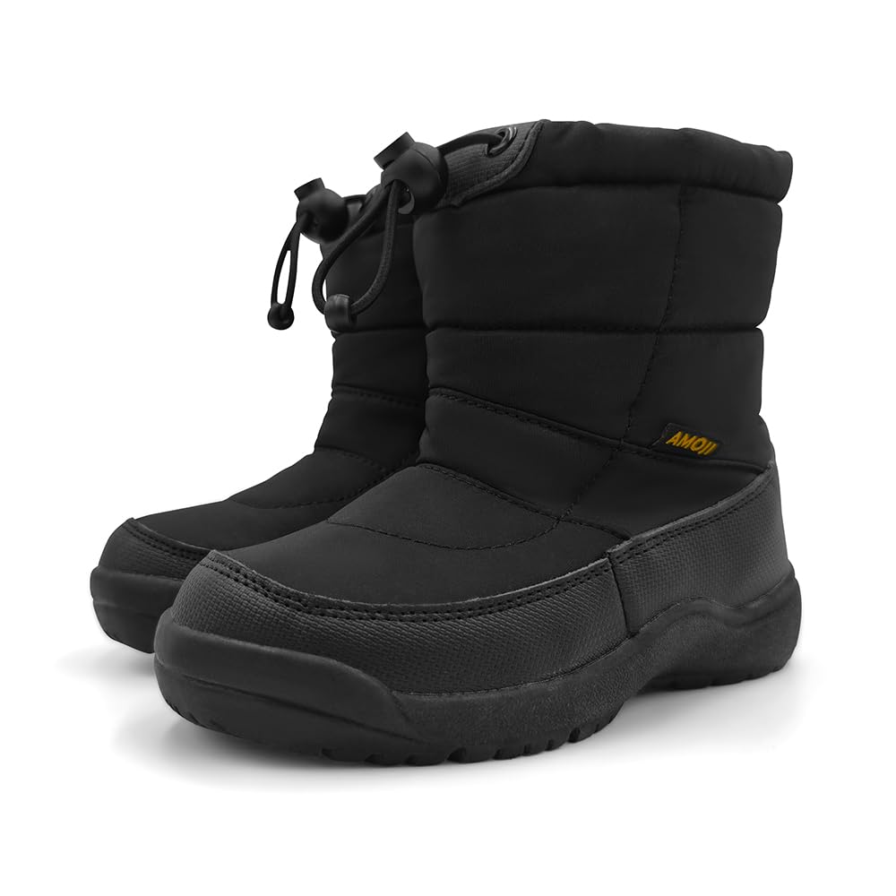 Amozi Snow Ski and Winter Warm Boa Size KB804 Kids' Boots, Boys' Snowshoes, Boots, Girls' Boys' Boots, 23.0cm, Black,