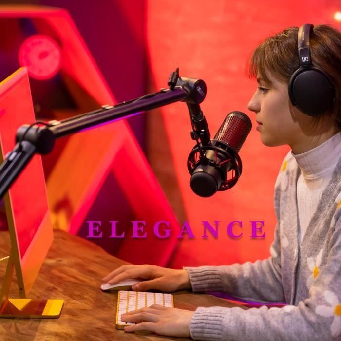 Bras de microphone - ixtech - acier inoxydable - articulé - compatible 5/8, 1/4, 3/8 - 360° pivotant