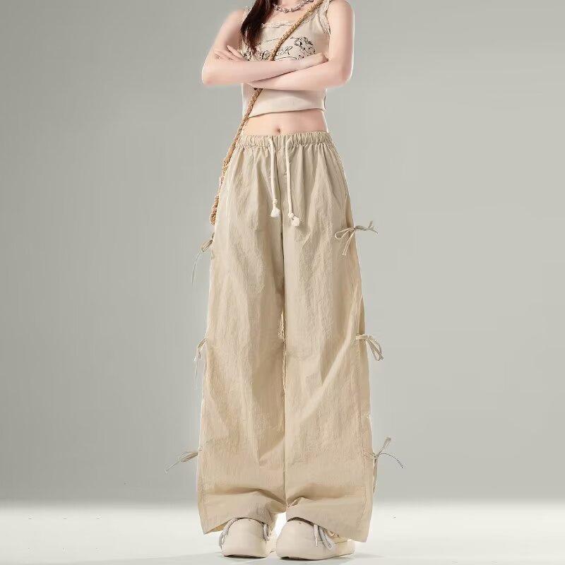 Pantaloni de lucru retro subțiri pentru tineret sport Sprint pantaloni pentru femei în vară noi drepte largi casual pantaloni largi cu picior larg