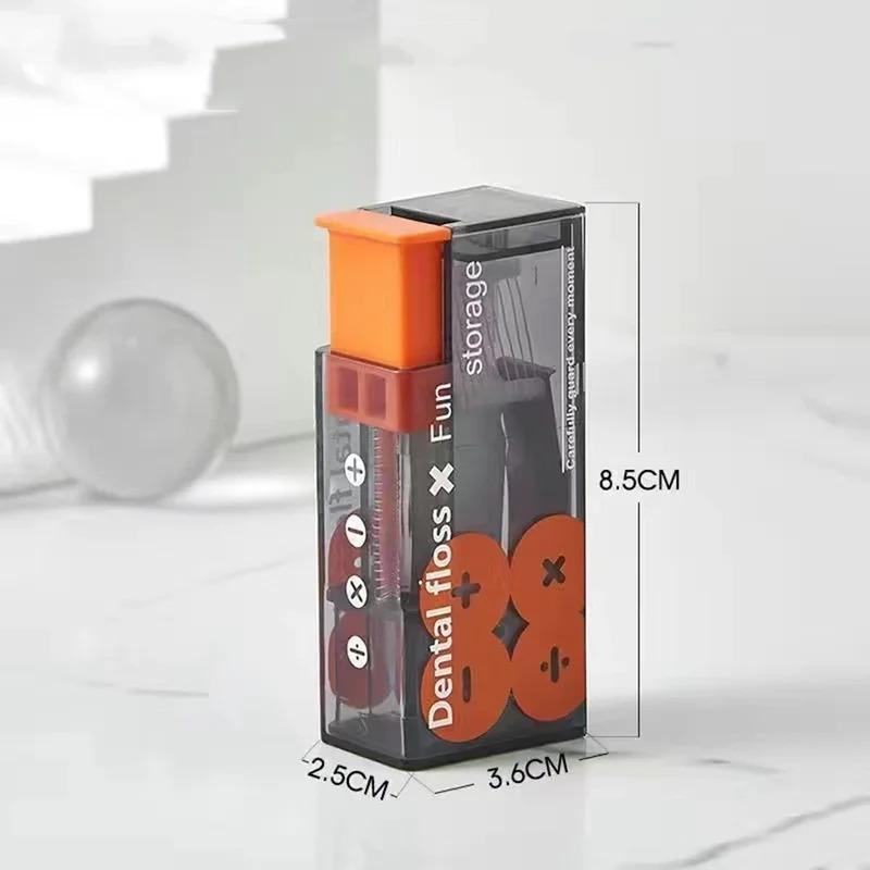 Portable Floss Dispenser Includes 10Pcs Floss Automatic Ejectable Floss Organiser Oral Care Press-on Disposable Flossing Sticks