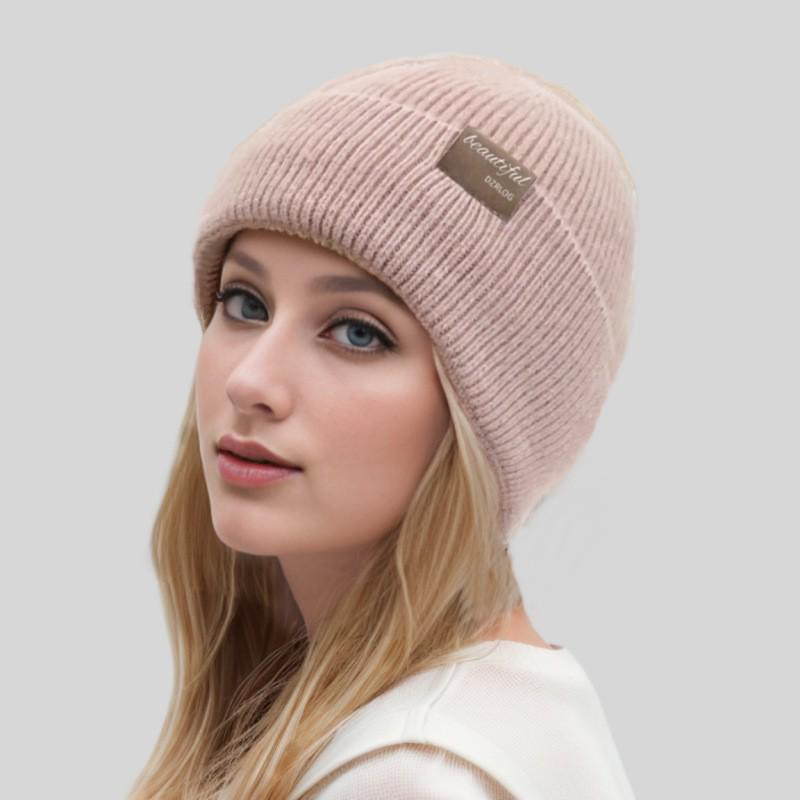 Korean Style Women's High Stretch Knit Wool Hat - 2026 Autumn/Winter Fashion Warm Head Cover for Cold Weather