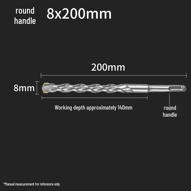 Square Shank 4-Flute Impact Drill Bit for Concrete, Round Shank 2-Flute Hole-Enlarging Drill Bit 150MM