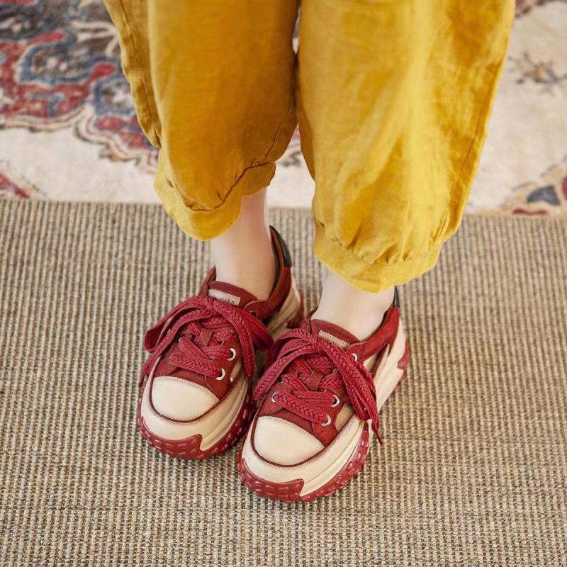 

Летние новые универсальные кроссовки с толстой подошвой женские полые увеличивающие высоту повседневные красные женские 34 красный