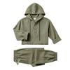 Men's Linen Hooded Two-Piece Set: Half-Zip Long Sleeve Shirt and Jogger Pants for Beach Vacation