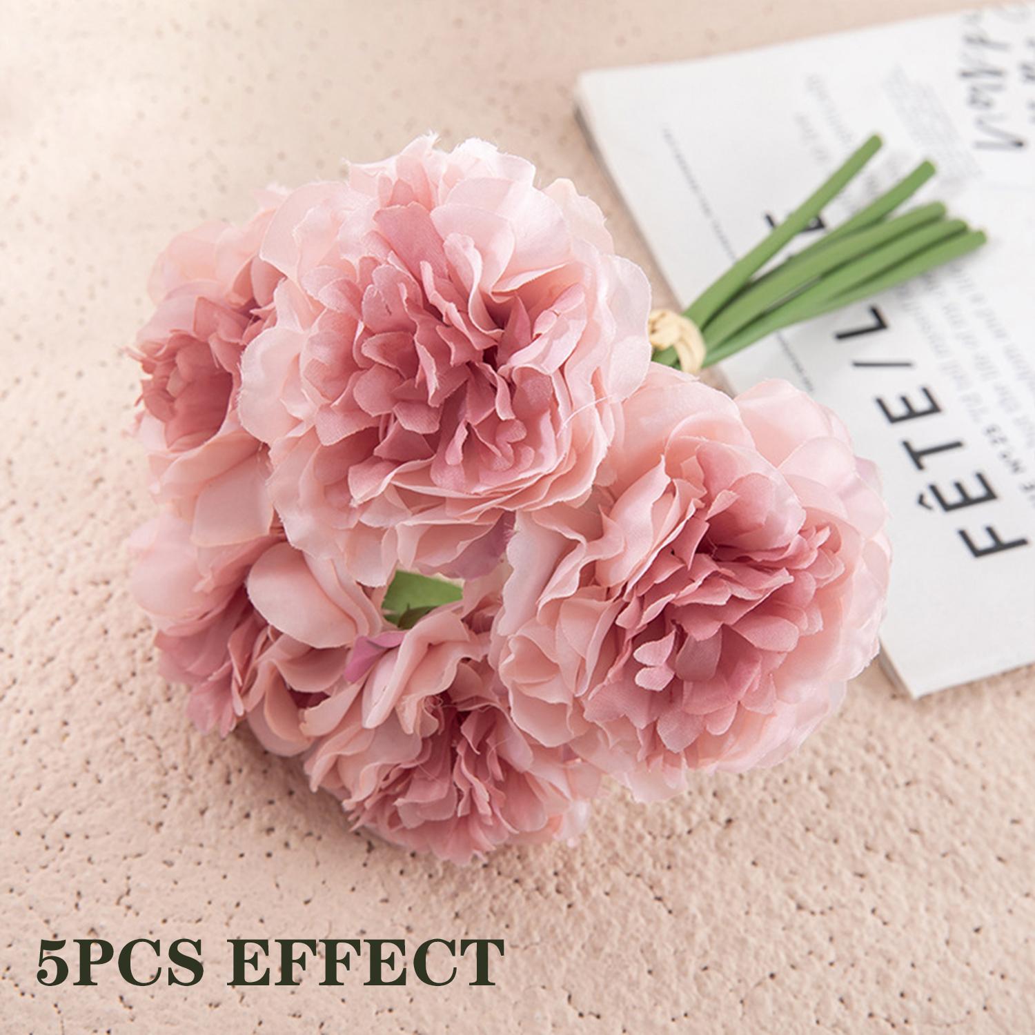 

5 шт. Искусственные пионы Имитация шелковых цветов Свадебный букет своими руками Свадебная гортензия Настольные украшения для дома 5PCS