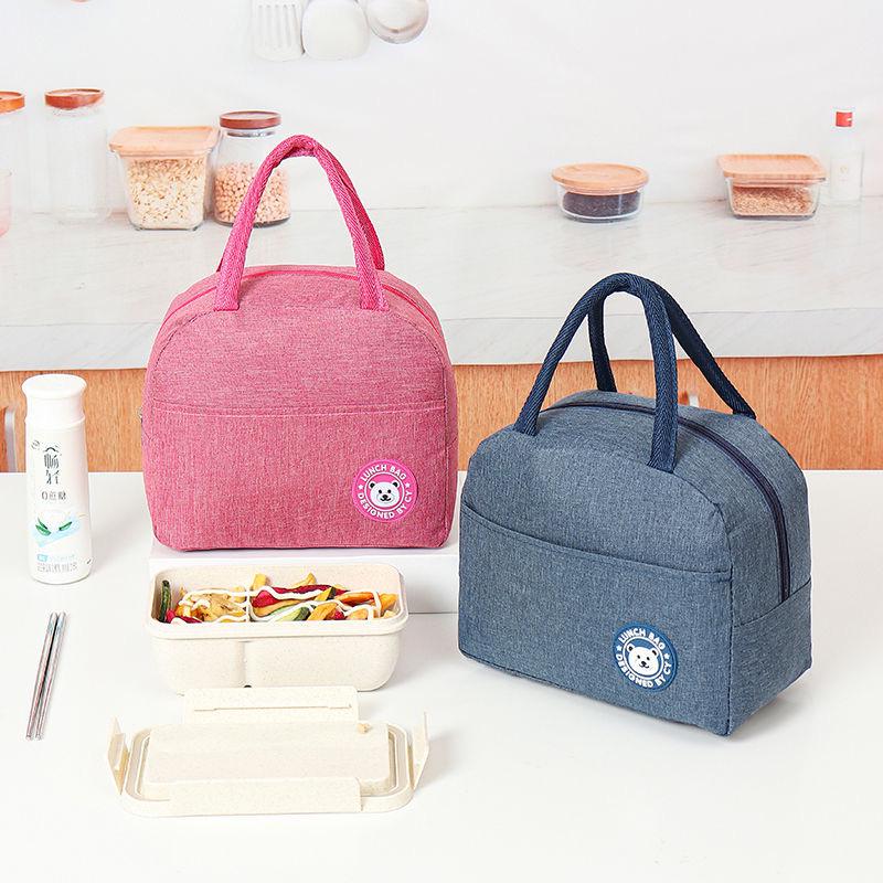 Insulated Handheld Canvas Bento Lunch Bag with Thickened Aluminum Foil Lining