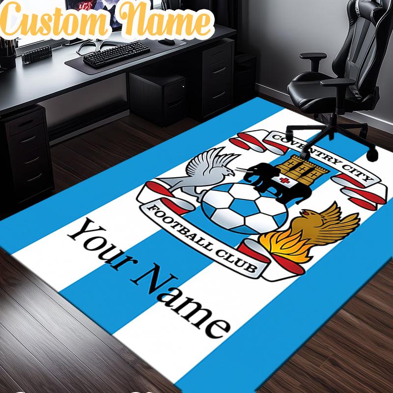 Custom Name Coventry City Football Club Rug, Office Rug, Chair Rug, Carpet for Living Rooms, Doormat Game Rug Home Decor Christmas Gifts