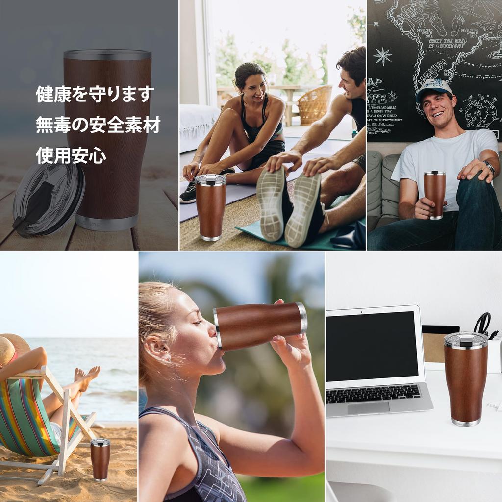 HAUSHOF 600ml Edelstahl-Becher mit Deckel, Auto-Becher, Kaffeetasse, Wasserflasche, Becher, Doppelwandig, Vakuumisoliert, Großes Fassungsvermögen, Hält