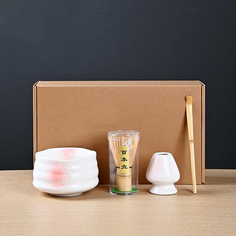 

4PCS Japanese Matcha Tea Set Whisk Stand Ceremony Matcha Bowl Grinder Brushes Tools Holder Tea-making Teas Accessories