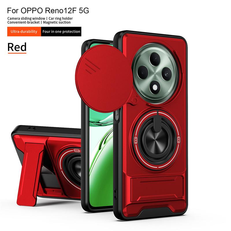 Armor Funda For OPPO Reno12 F 5G Case Lens Protector Cover For Reno 12F Reno12 F Reno12F 5G Car Magnetic Ring Stand Holder Funda
