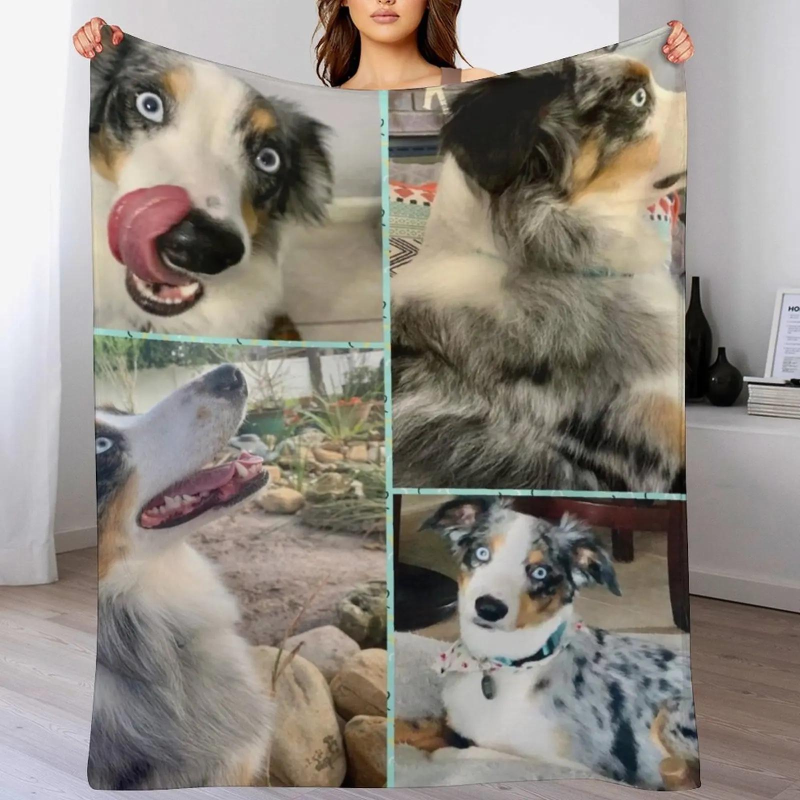 New Australian Shepard Dog Throw Blanket No Pilling Soft Warm Blanket for Bed 102x76cm(40x30in)