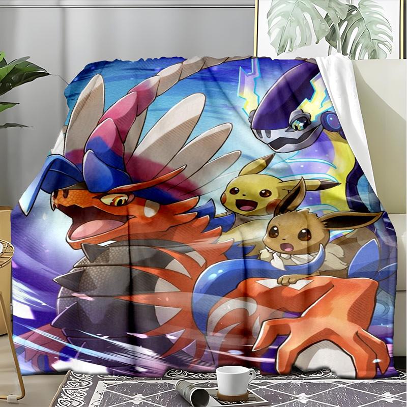 Fire Type Pokemon Team Flannel Fleece Blanket, Soft Warm Anime Monster Throw Blanket for Home, Cinderace Gift