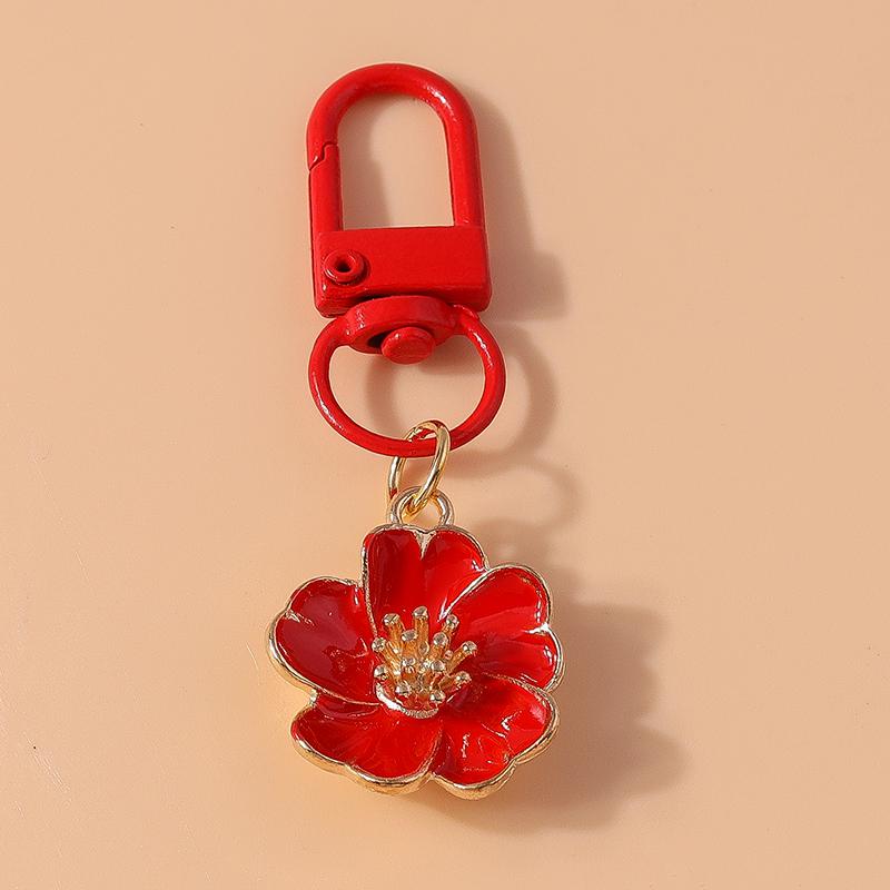 Pretty Enamel Cherry Keychain Flower Key Rings Pendants for Key Holder Women Girls Handbag Decor Handmade Jewelry Gifts