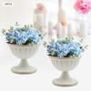 10Pcs Mini Flower Vases, 9.5cm Tall Small Table Centerpiece Decor, White Gold Metal Pots for Wedding Party Farmhouse Decorations