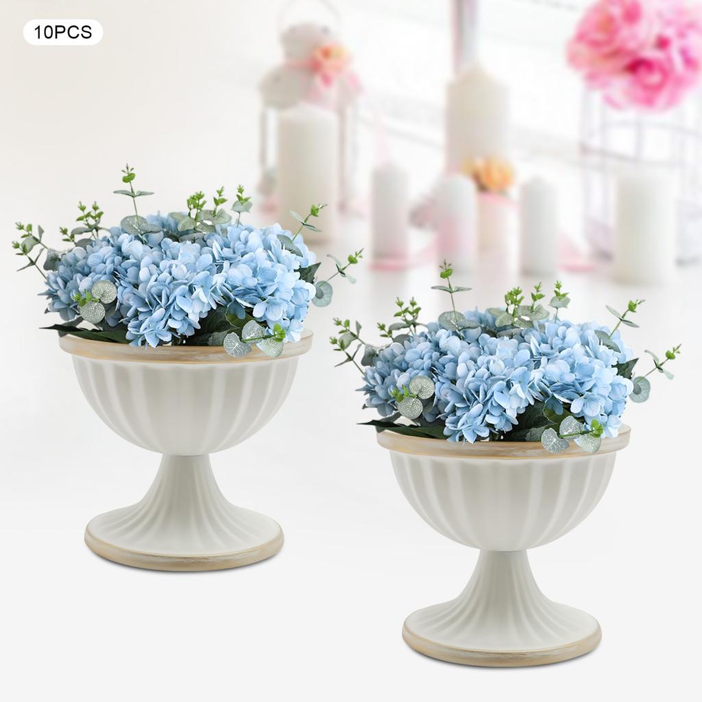 10Pcs Mini Flower Vases, 9.5cm Tall Small Table Centerpiece Decor, White Gold Metal Pots for Wedding Party Farmhouse Decorations