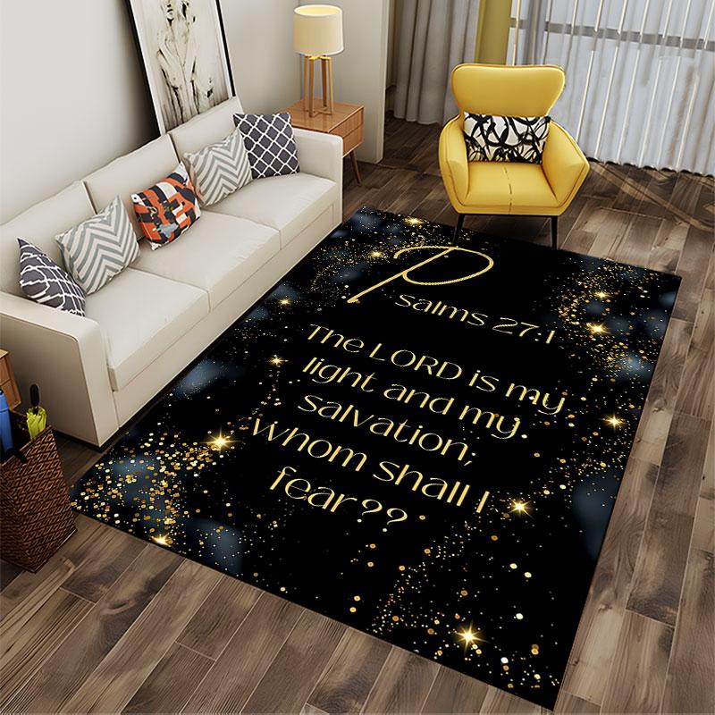 Bible Verse Psalms 27:1 Carpet Suitable As a Non-slip Mat for the Living Room or Bedroom Sofa