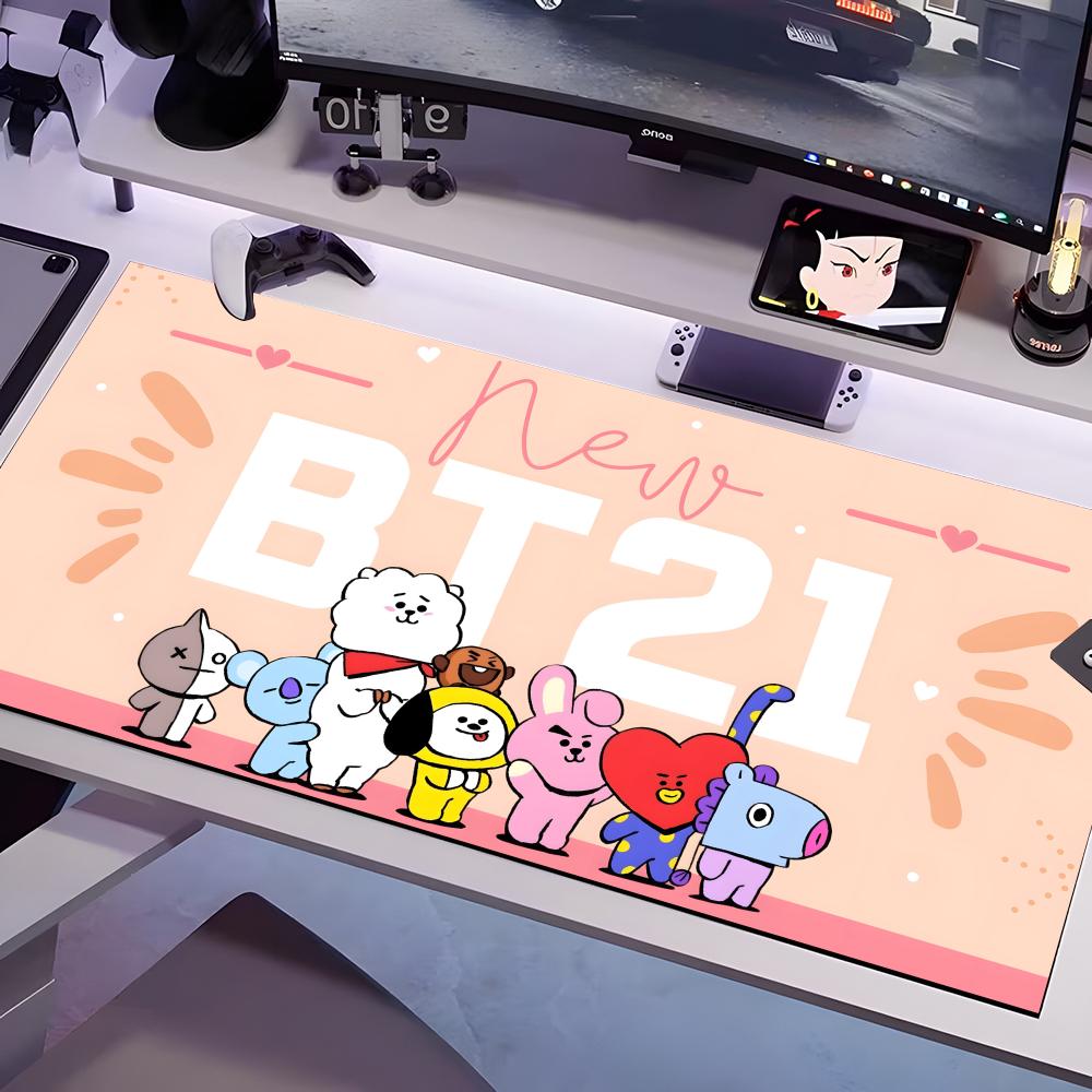 Cute B-bt21-S Logo Mouse Pad Multiple Sizes Large Square Computer Office Game Table Mats Rubber Anti-slip Mousepads