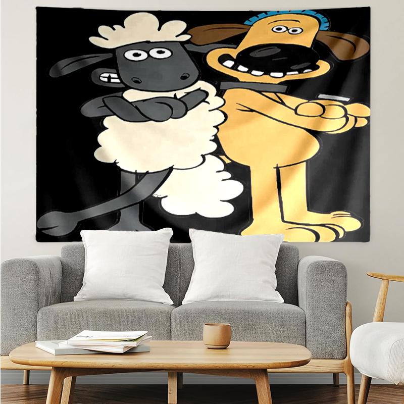 Shaun the Sheep Print Tapestry, Backdrop, Easy Setup, Ideal for Bedroom, Office & Living Room, with Aesthetic Wall Hanging Decor.
